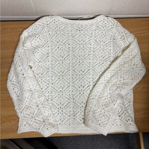 Universal Thread White Openwork Crewneck Sweater